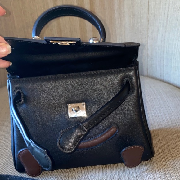 RESERVED FOR TIFF 20cm black brown leather mini doll picto idolle  handbag - Picture 10 of 14